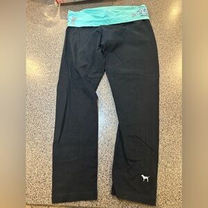 Victoria's Secret Black and Teal Leggings